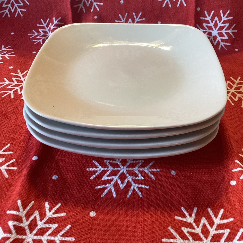 White Elements Square Plates - set of 4 - 5.5 inches across
